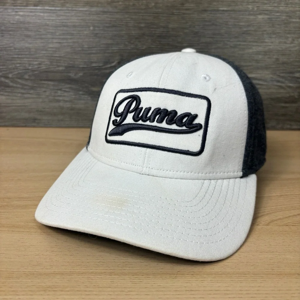 Puma Hat Cap Strap Back White Gray Golf Athletic Dry Cell Adjustable‎ Mens